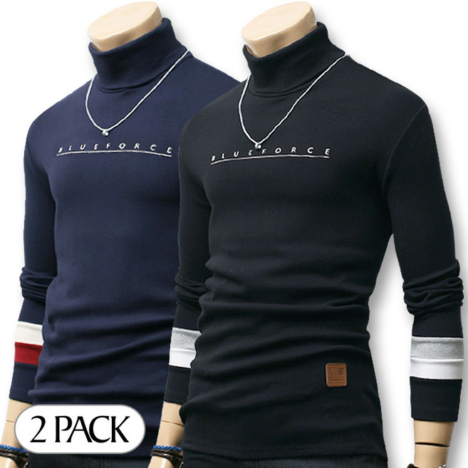 블루포스 메러츠 1+1세트 남자 폴라티 목티 남성 목폴라티 빅사이즈 가을 겨울 긴팔 티셔츠