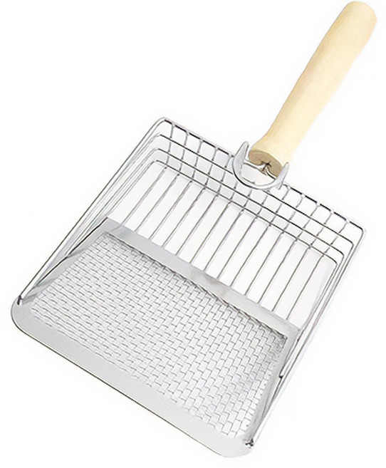 솔크로니 2in1 고양이 모래삽 스텐 벤토나이트 두부모래 처리 똥삽 화장실 스쿱, 1개, 로즈골드