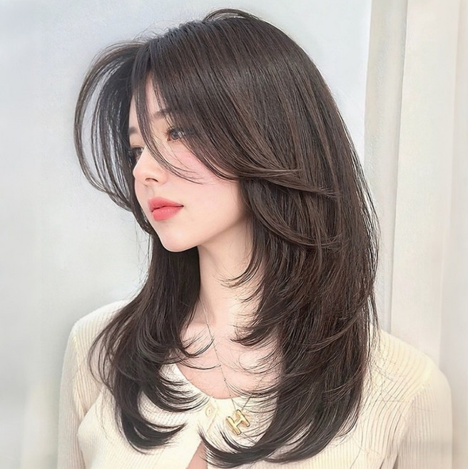 샤일리 여성 정수리 부분가발 탑커버 머리숱 보충 가발, 브라운+가르마타입-40CM, 1개