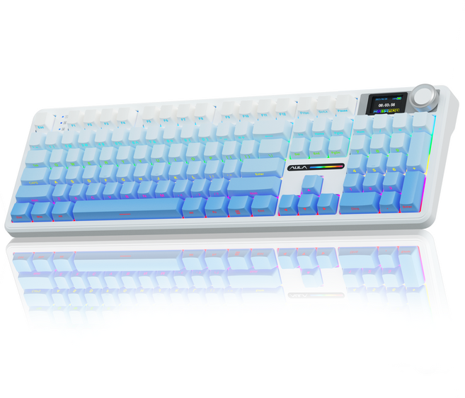 AULA 유선/무선 독립 키보드 LEOBOG 기계식 키보드, F108Pro그라데이션 블루색, RGB 무선