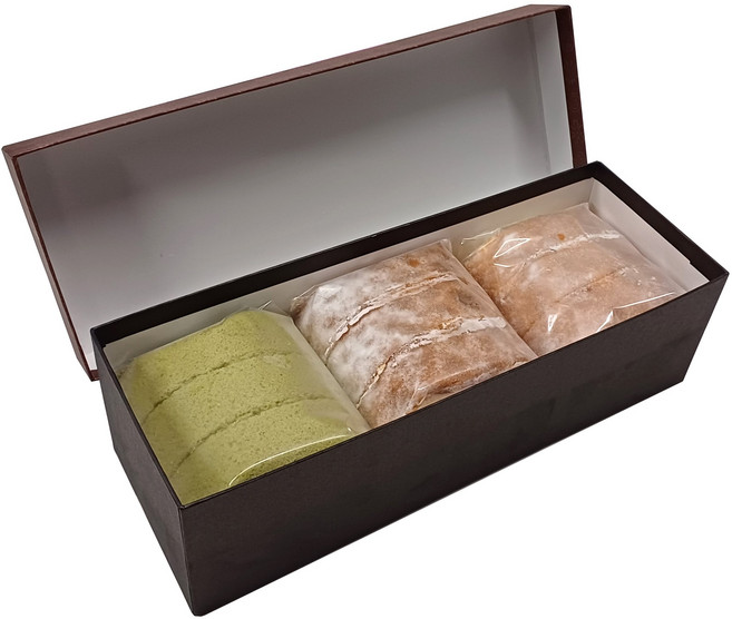 [신키네도] 일본 생크림 가득 롤케이크 하프 3종 패키지 세트(밀크 딸기 말차), 525g, 1개