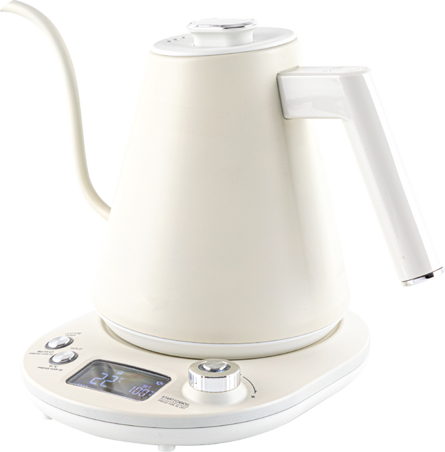 [독일브랜드] 디지털 드립커피 전기포트 1L 온도조절 드립포트 대용량 무선주전자 스테인리스 보온 티포트 분유포트 핸드드립 커피포트 홈카페 LCD 디스플레이 급속가열, 아이보리