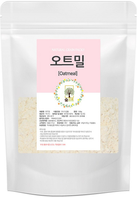 천연팩 오트밀 가루 100g 숲으로허브 곡물팩 오트밀팩, 2개, 1개입