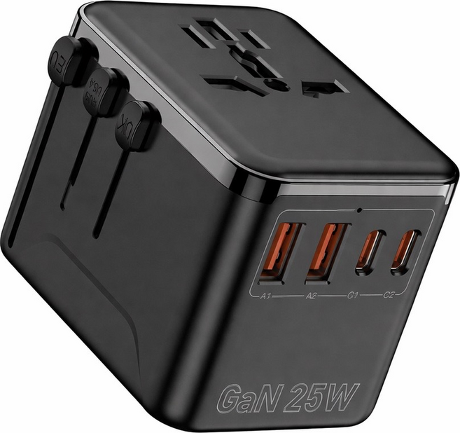 해외 여행용 멀티 어댑터 변환 소켓 3USB 여행 다국 플러그 변환 플러그 크리에이티브 typeC 다국 소켓 25W 급속충전, 1개, 1