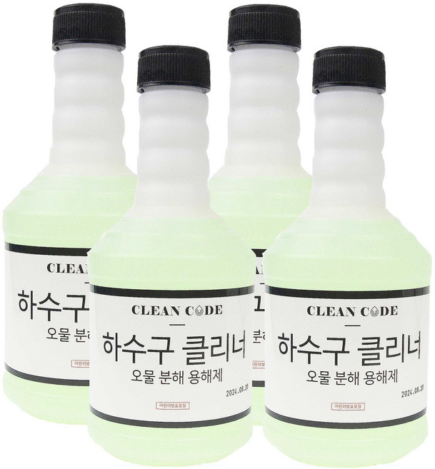 클린코드 배수구 클리너 유분 유지방 오물분해 하수구 용해제, 4개, 650ml