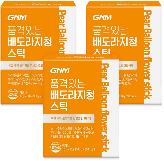 GNM자연의품격 국산 배 도라지청 스틱, 10g, 30개입, 3개