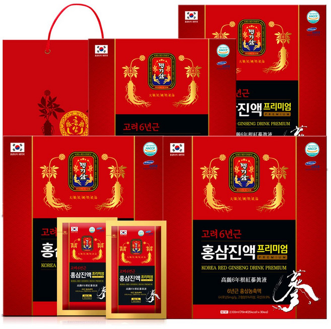 명기삼 고려6년근 홍삼진액 프리미엄 + 쇼핑백, 70ml, 120개
