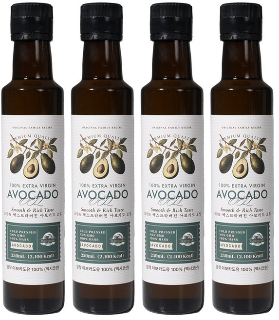 올리오리아 엑스트라버진 아보카도오일 멕시코 최고급 HASS품종 아보카도유 냉압착, 5개, 250ml