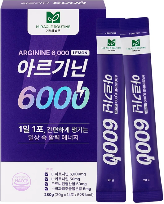 미라클루틴 아르기닌 6000, 280g, 1개 - 쿠팡