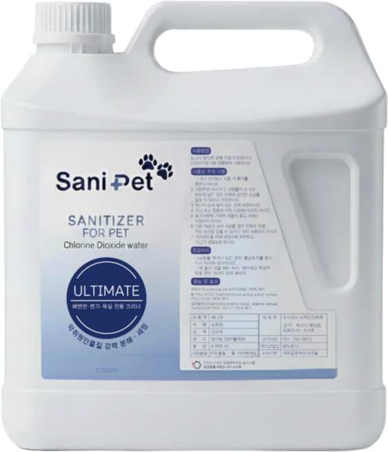 쎄니펫 고양이 강아지 배변 탈취 세정제 암모니아 요산 분해 제거 무향, 4kg, 1세트