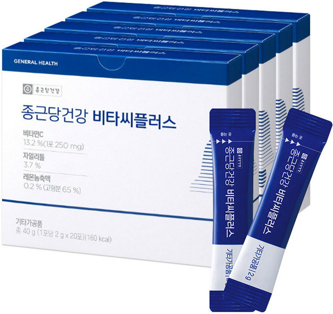 종근당건강 비타씨플러스 비타민C 분말 (20포 x 5박스 총 100포), 40g, 5개