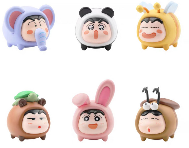 6종 짱구는 진짜 못말려 시리즈 2탄 피규어 세트 인테리어 소품, 1세트