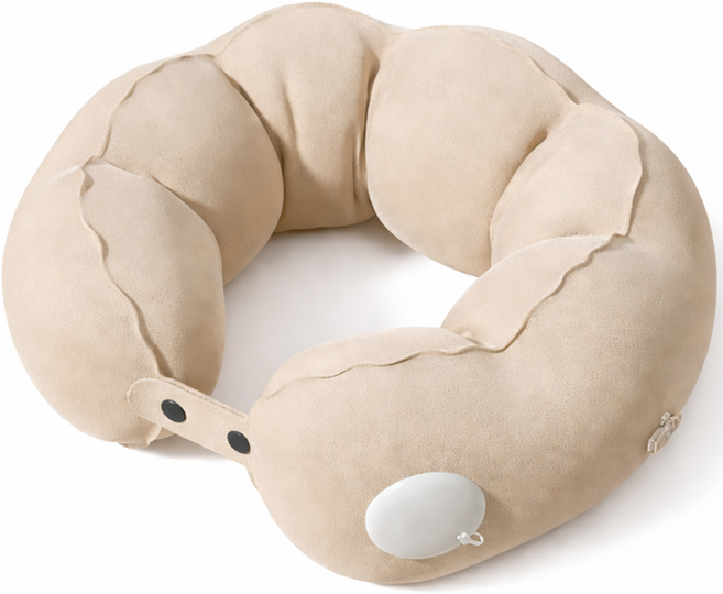 여행용 U자 통풍 메모리폼 목쿠션, 베이지색
