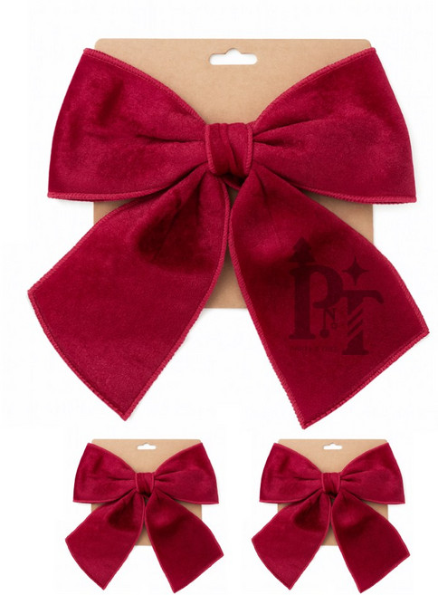 파티앤트리 크리스마스 트리 장식 벨벳 대형 리본 데코 오너먼트 세트, 벨벳리본 3P