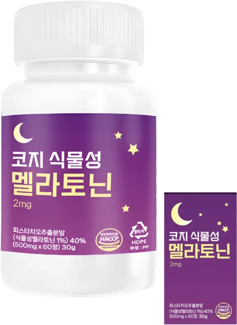 코지 식물성 멜라토닌 2mg 함유 마그네슘 함유 식약청인증 HACCP, 1개, 60정 - 쿠팡