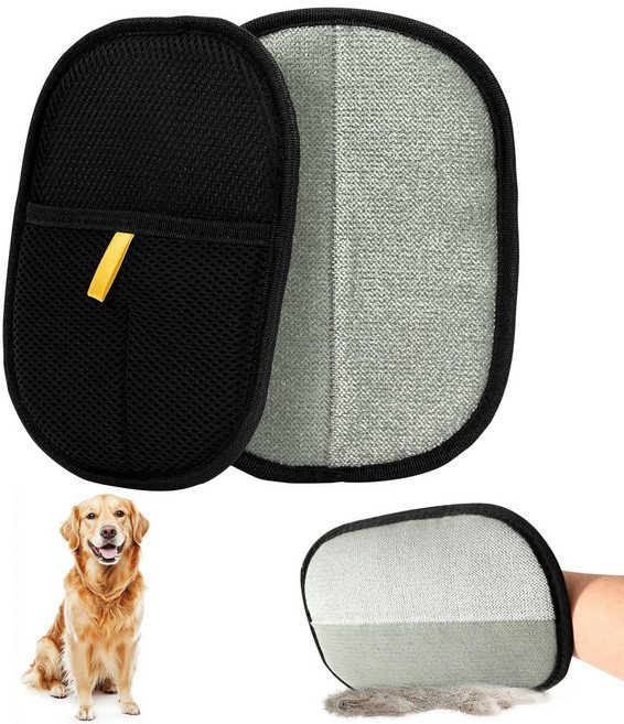 애완동물 털 제거 장갑 고양이 개 털 마사지 정리, 2개, 블랙