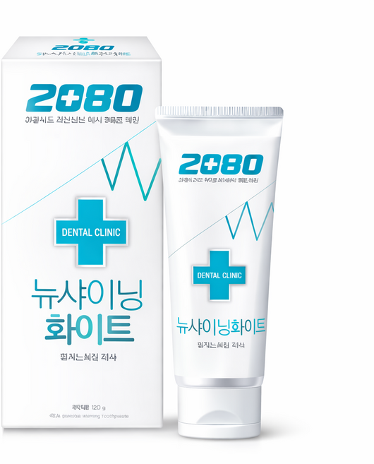 2080 덴탈크리닉 뉴 샤이닝 화이트 치약, 120g, 3개