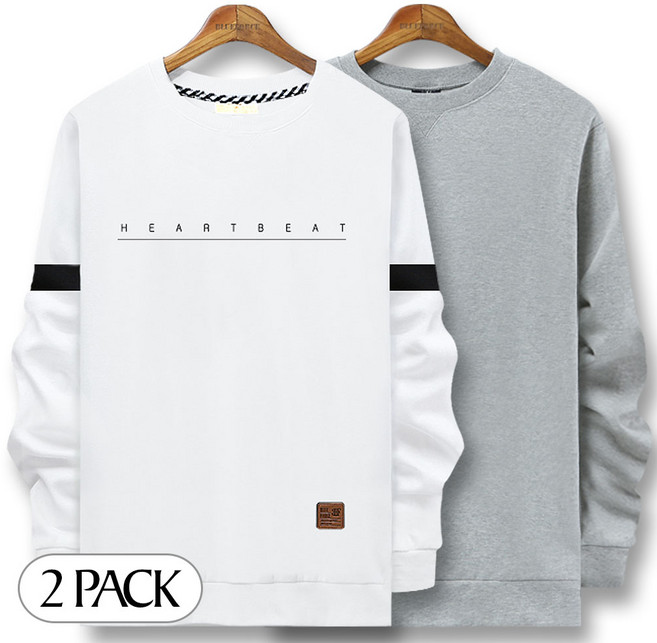 블루포스 텔링슨 맨투맨 + 심플 맨투맨 [2장 묶음] 남자 긴팔 티셔츠 단체티 남성 운동복