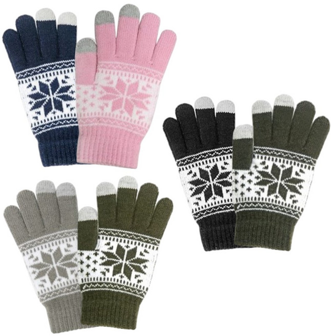 로나비 남녀공용 겨울 스마트폰 터치 니트 장갑 1+1