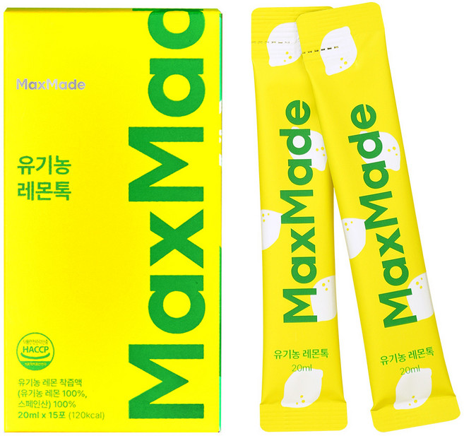 맥스메이드 유기농 레몬즙 100% 레몬톡, 45개, 20ml