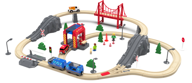 미카포트 유아 전동 원목 기차 장난감 기차놀이세트, 미카포트 디럭스 전동기차 세트, 1개