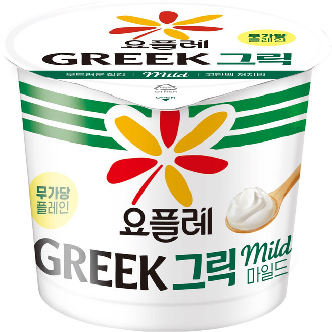 빙그레 요플레 그릭 마일드 무가당 플레인, 12개, 180g