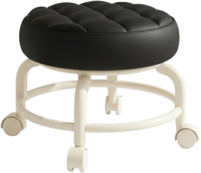 웨일릿 앉은뱅이 바퀴의자 작업용 퀼팅쿠션 회전 소프트형, 베이직블랙