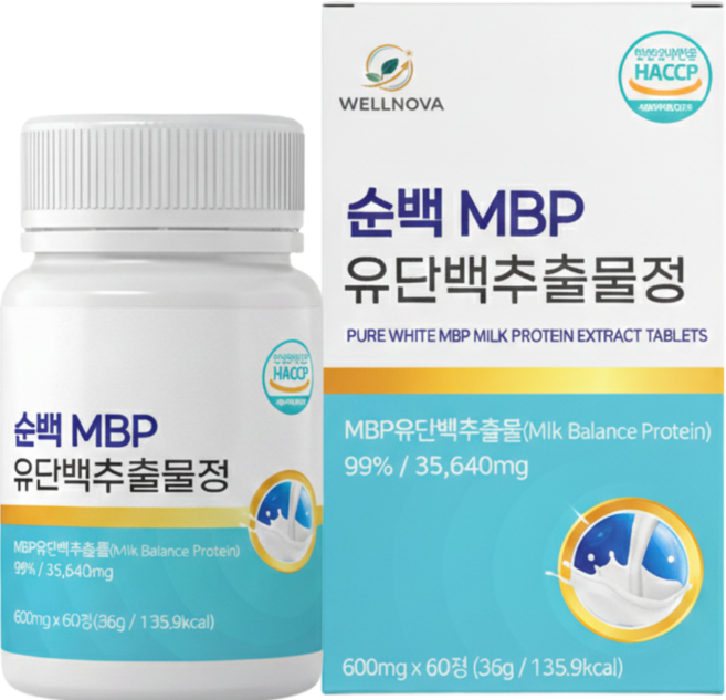 (선택) 뼈앤MBP 엠비피 식약청인증 / 웰노바 유단백추출물 99%함유 해썹인증, 1세트, 36g