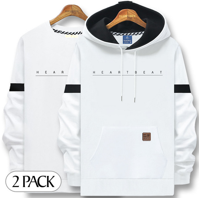 블루포스 텔링슨 맨투맨 + 덴리슨 후드티 [2장 묶음] 남자 긴팔 티셔츠 남성 빅사이즈 운동복 겨울 단체티 커플티 츄리닝