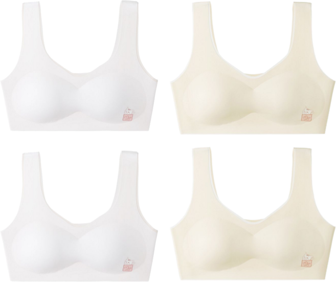 2P+2P 주니어 2단계 일체형 심리스브라 4P 세트 주니어브라 초등 중학생 여아용 노와이어 브라