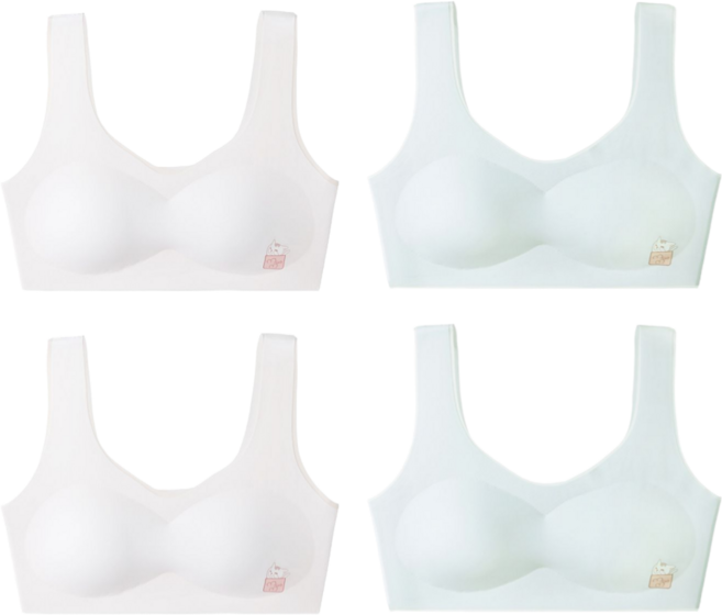 2P+2P 주니어 2단계 일체형 심리스브라 4P 세트 주니어브라 초등 중학생 여아용 노와이어 브라