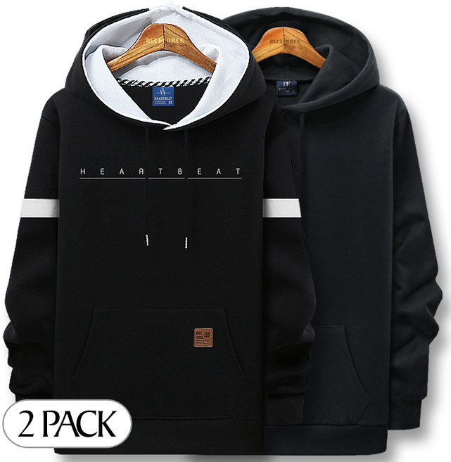 블루포스 덴리슨 후드티 + 트렙 후드티 [2장 묶음] 남자 긴팔 티셔츠 남성 빅사이즈 운동복 가을 단체티 커플티 츄리닝