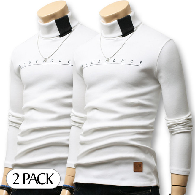 블루포스 티엘시 1+1세트 남자 폴라티 목티 남성 목폴라 가을 겨울 긴팔 티셔츠 커플티