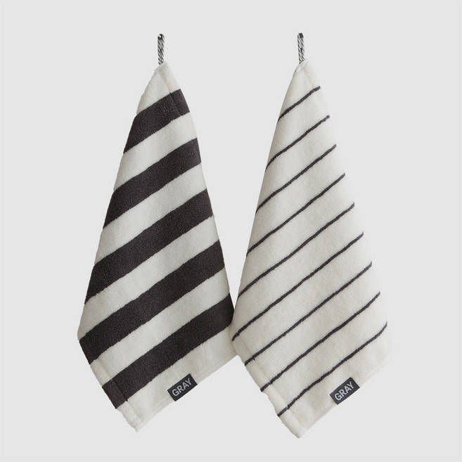 무한 그레이모달 고리수건 모달혼방 주방타월 키친크로스 (3매), 3개, 블럭스트라이프