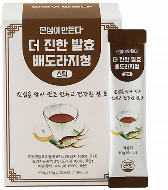 국산 배도라지청 어린이 배도라지 발효 도라지 생강 진액 농축액 유아 키즈 도라지청 스틱, 200g, 4개