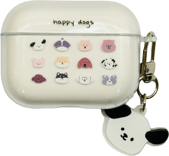 흥해 에어팟 프로3 귀여운 케이스, 1개, 투명, 행복한 강아지