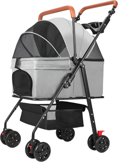 K-STORE 분리형 실내외 겸용 강아지 유모차 애견 고양이 펫 반려동물 접이식 개모차 탈부착 이동 가방 이동장 켄넬 케리어 캐리어 추천 산책, 1개, 그레이