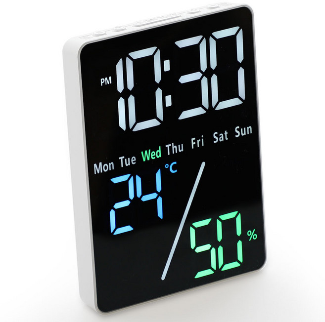 8무드 선명한 컴팩트 led 디지털 탁상시계, 화이트