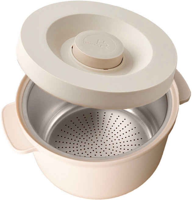 [TTP INC] 탄수화물 당 칼로리 감소/ 하이로 저당 밥솥+밀폐용기 4개/최대 600g 전자레인지 12분, 1세트, 아이보리 내솥스텐+용기4개