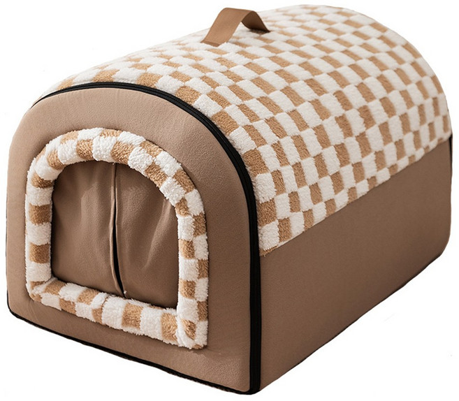 슈퍼인 겨울 방풍 편안한 숨숨집 분리형 보온 텐트 강아지집 대형 고양이집, 1개, 옐로우