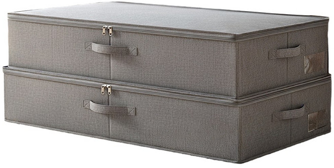 하루살이 고급 린넨 침대밑 수납정리함 틈새 언더베드 패브릭 리빙박스, 그레이, 2개