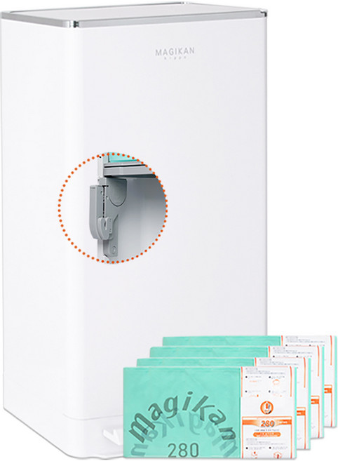 매직캔 히포II 크롬 오토실링 27L+리필4개(기본포함5개) MH280+280R4B 신제품 듀얼락시스템, 01_27L히포크롬/화이트+리필4개(MH280WCRA)