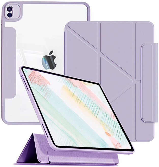 태블리 하이브리드 커버 탈착식 아이패드 케이스, 페일퍼플, 1개