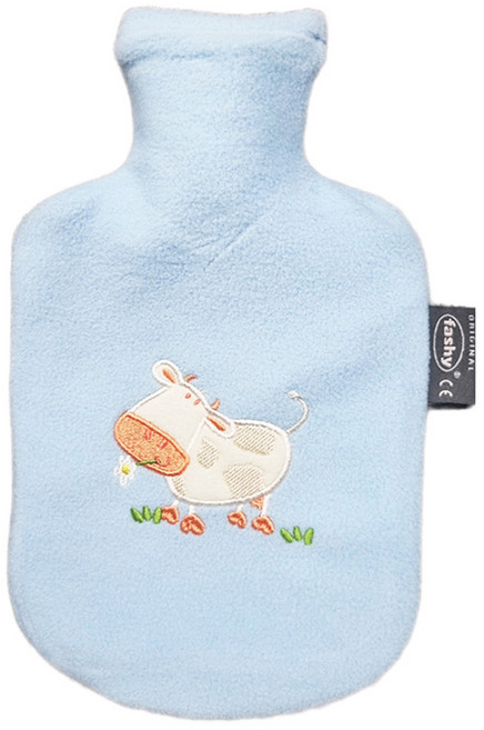 독일정품 파쉬Fashy 보온물주머니 0.8L+송아지자수패치-블루 보온핫팩 찜질팩 공식수입원, 블루, 0.8L+송아지자수패치