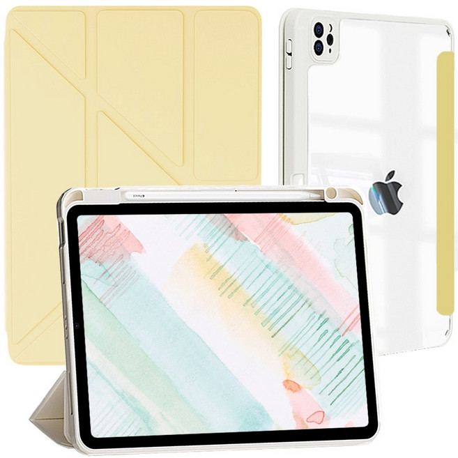 태블리 클리어쉴드 애플펜슬 수납 아이패드 케이스, 레몬옐로우, 1개