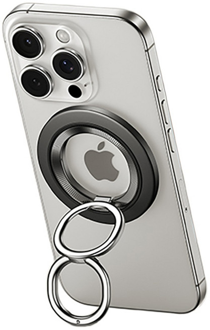 ESR 할로락 듀얼 링 맥세이프 그립 톡 스마트링 핸드폰 고리 거치대 탈부착, 블랙, 1개