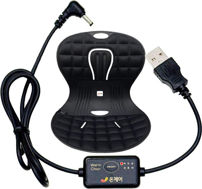 온체어 USB 온열 좌식의자 척추 허리 등받이 바른 자세교정, 블랙, 1개