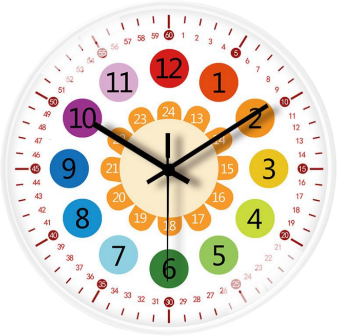 숍웨이브 컬러풀 인테리어 벽시계 교육용 벽시계, 화이트