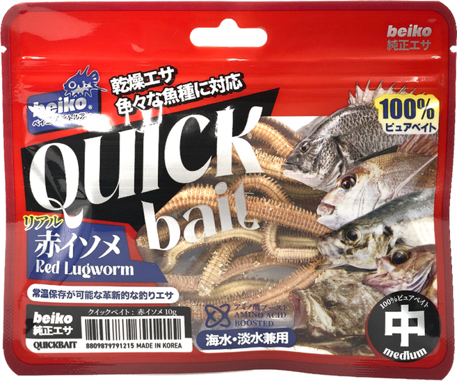 베이코 퀵베이트V3 반건조 상온보관 낚시미끼, 1개, 10g, 홍갯지렁이