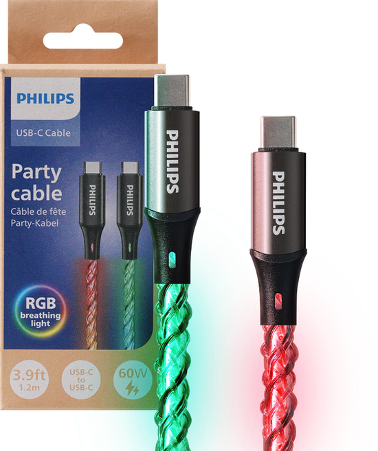 필립스 USB C타입 60W 고속충전케이블 파티케이블, 3개, C to C, DLC5140C, 1.2m